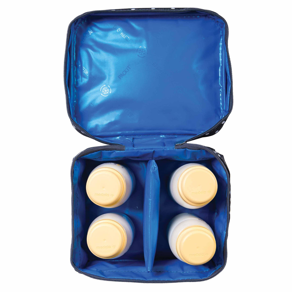 freezable-breastmilk-and-formula-cooler-r7 2023_Breastmilk-Cooler_Polka-Dots_Top-Down_4-Bottles_Lores.jpg