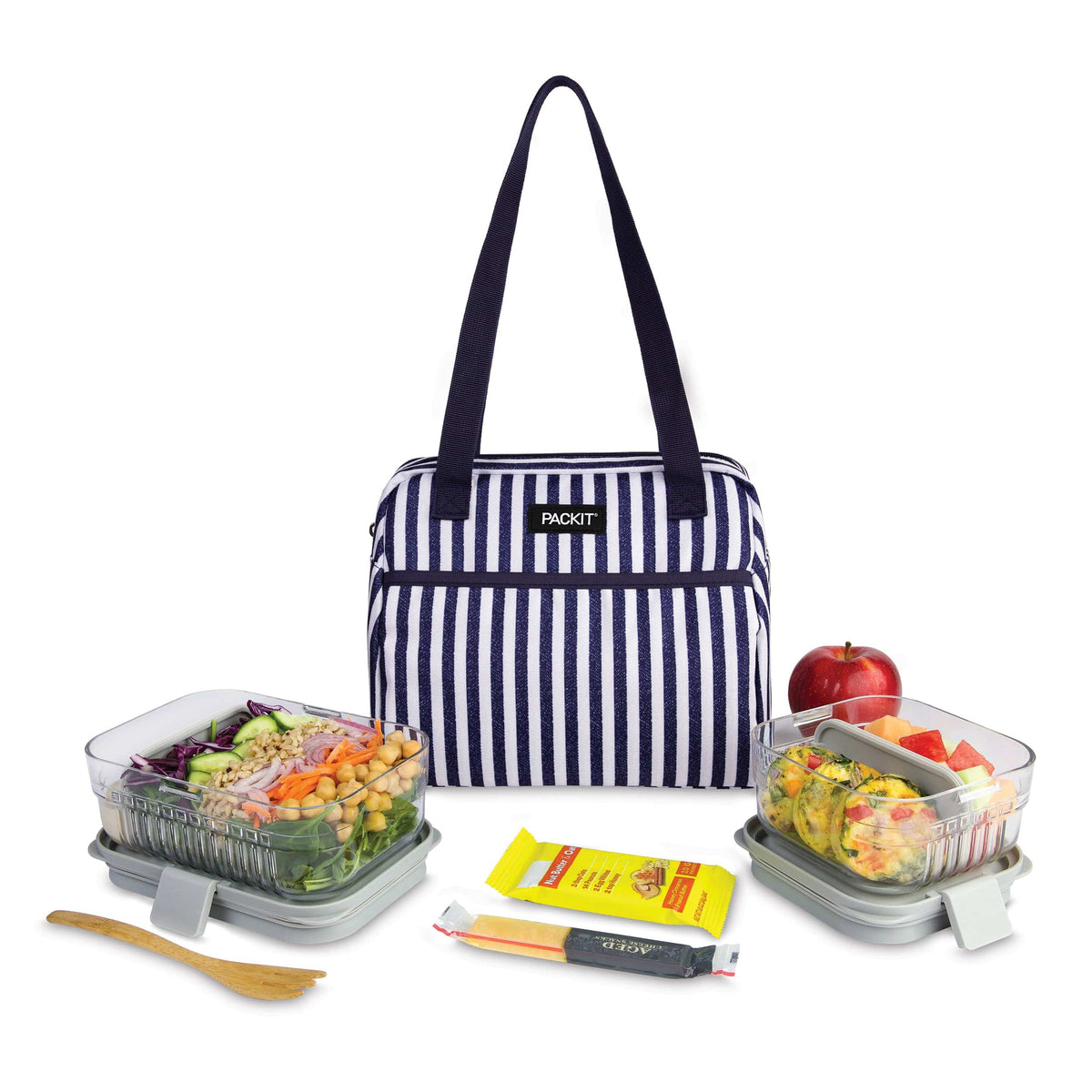 freezable-hampton-lunch-bag-y7 freezable-hampton-lunch-bag-seaside-stripe-front-food-combo.jpg