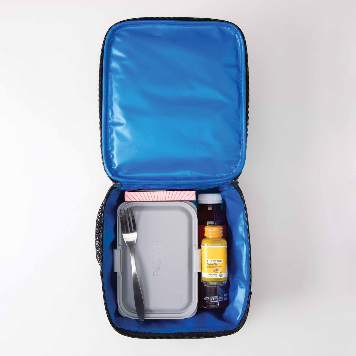 freezable-upright-lunch-box-a5 freezable-upright-lunch-box-black-gray-top-view-with-food.jpg